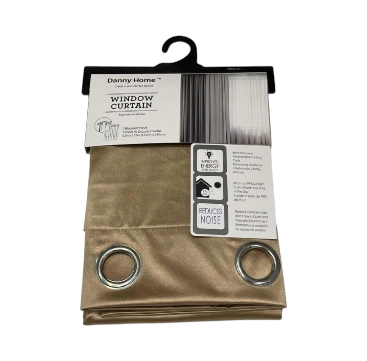 Cortinas Decorativas 260×132 cm Dorado – Cortina para Living, Dormitorio y Ventanas