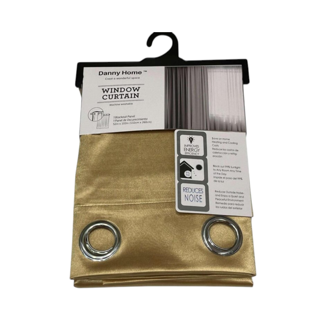 Cortinas Decorativas 260×132 cm Dorado – Cortina para Living, Dormitorio y Ventanas