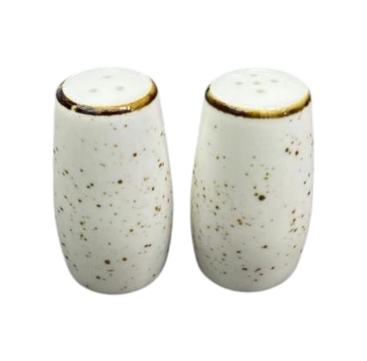 Set Salero y Pimentero de Cerámica Color Crema 4 x 7 cm | Juego de Condimenteros 2 Piezas