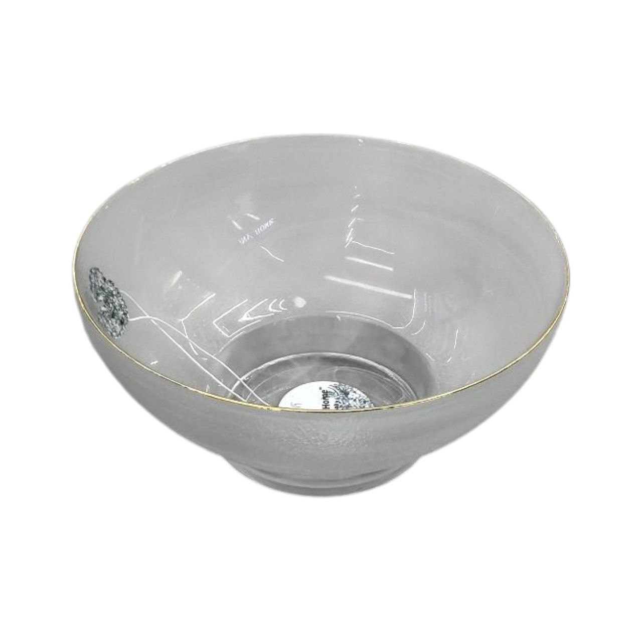 Plato Hondo de Cerámica Vitrificada Transparente 15×9 cm Vajilla Hogar con Borde Dorado