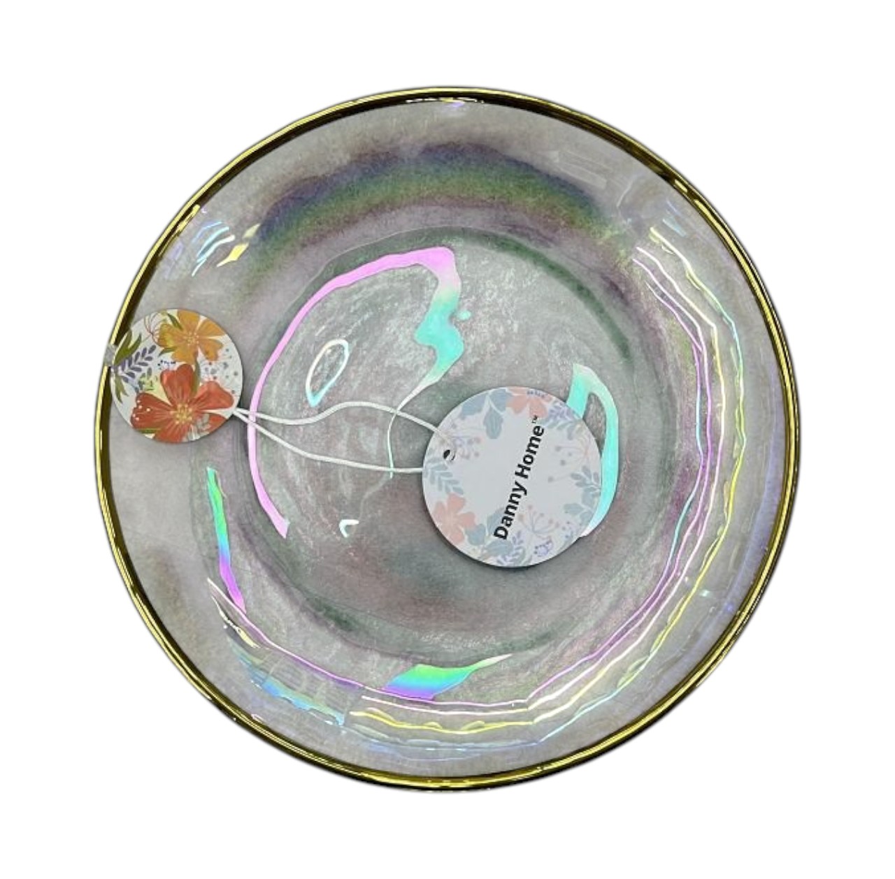 Plato Plano de Vidrio 21×2 cm con Borde Dorado – Set Transparente Dorado