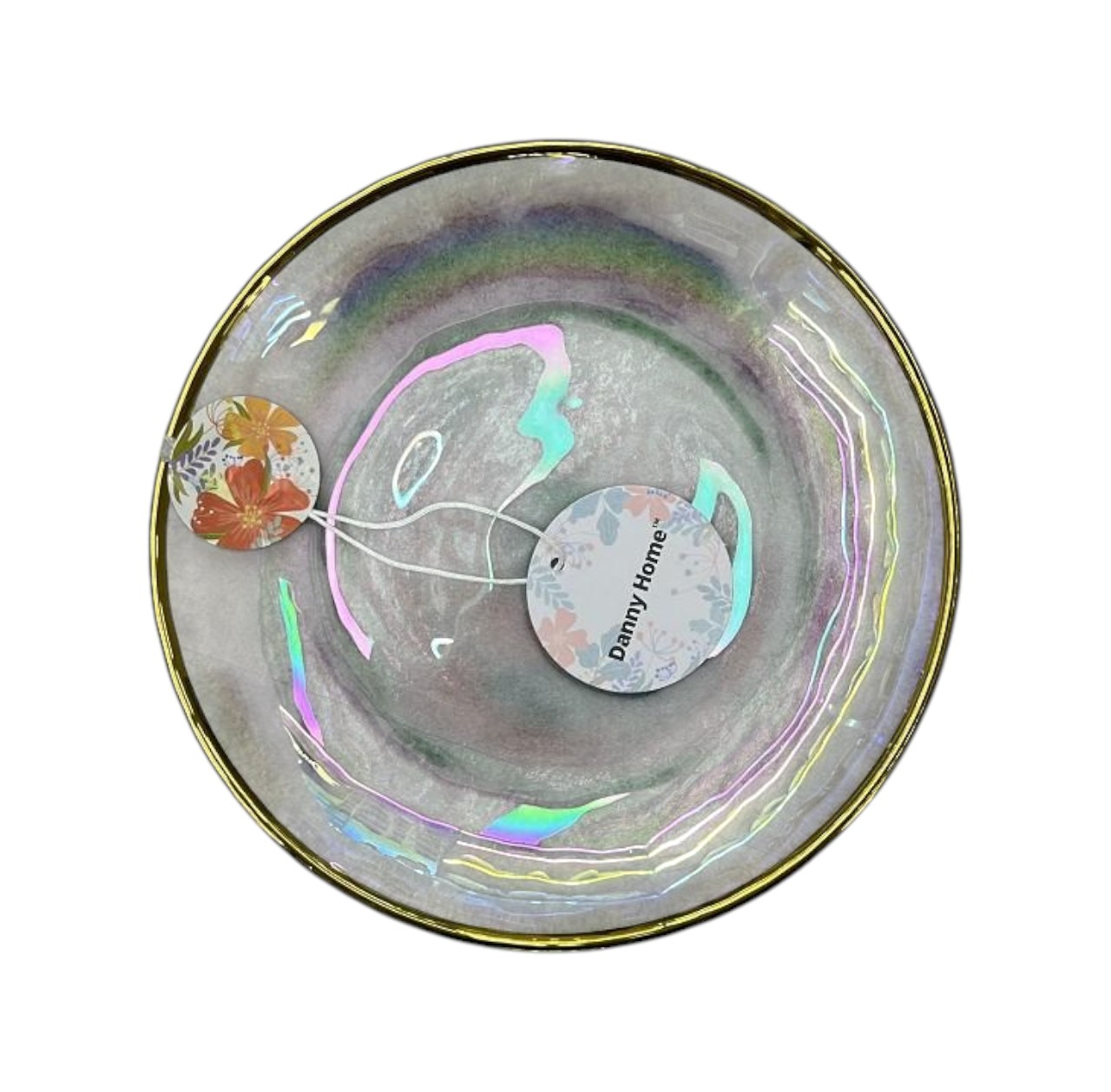 Plato Plano de Vidrio 27×3 cm con Borde Dorado – Set Transparente Dorado