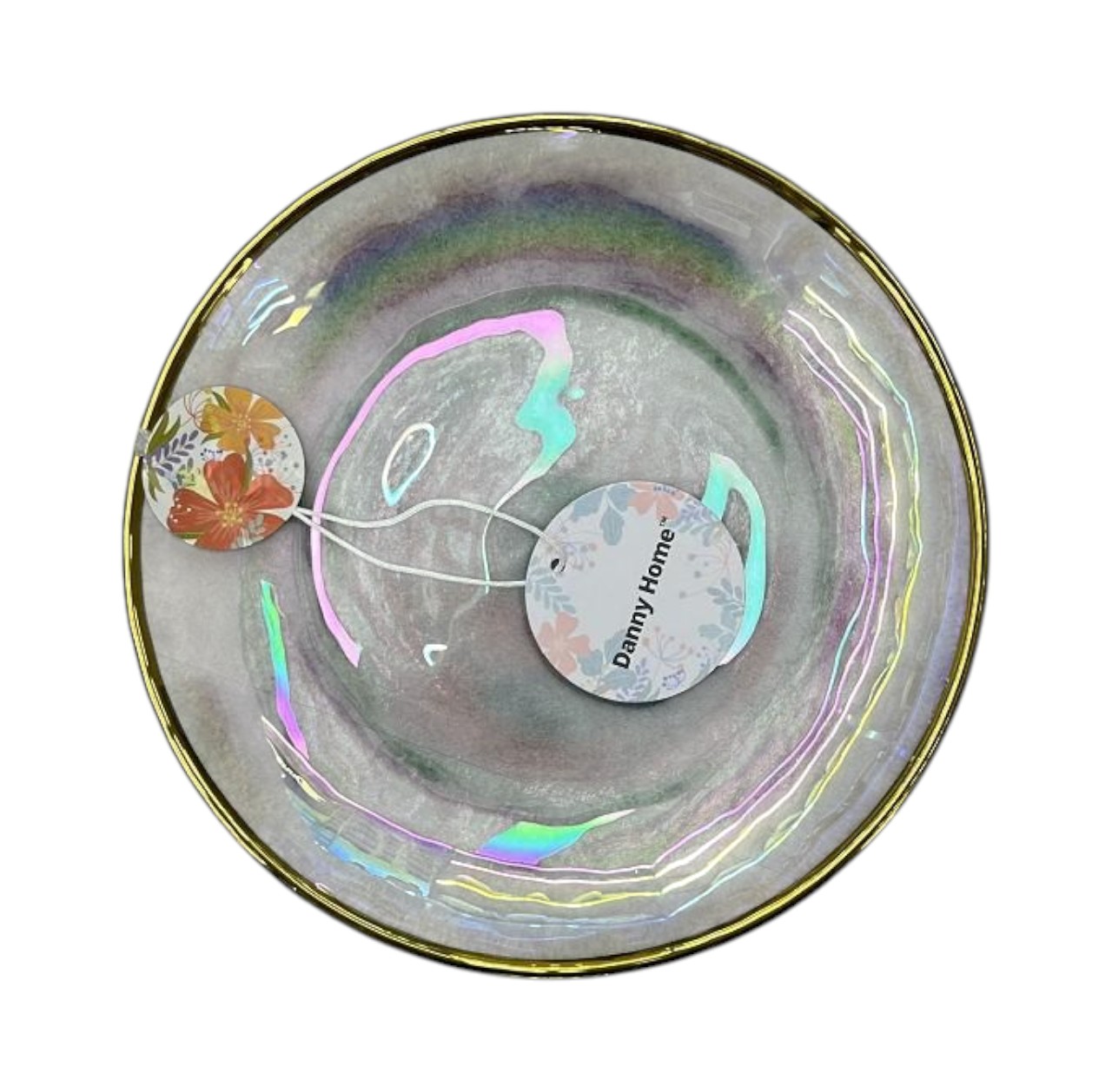 Plato Plano de Vidrio 31×3 cm con Borde Dorado – Set Transparente Dorado