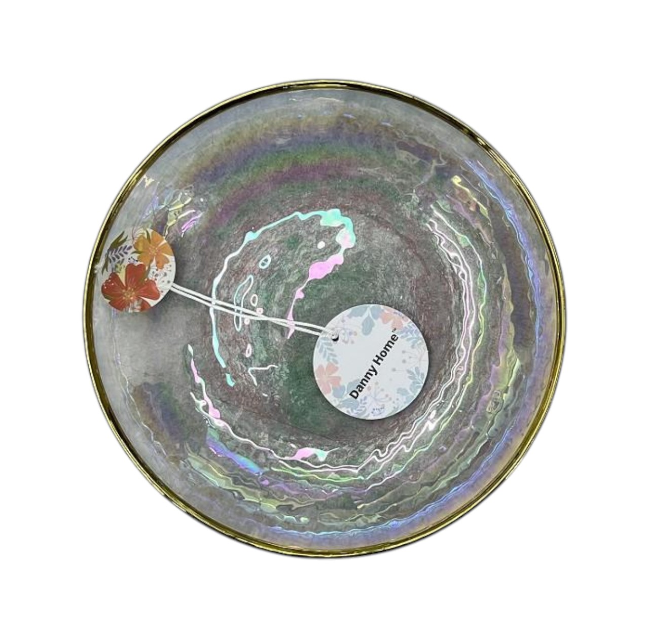 Plato Hondo de Vidrio 22×4 cm con Borde Dorado – Set Transparente Dorado