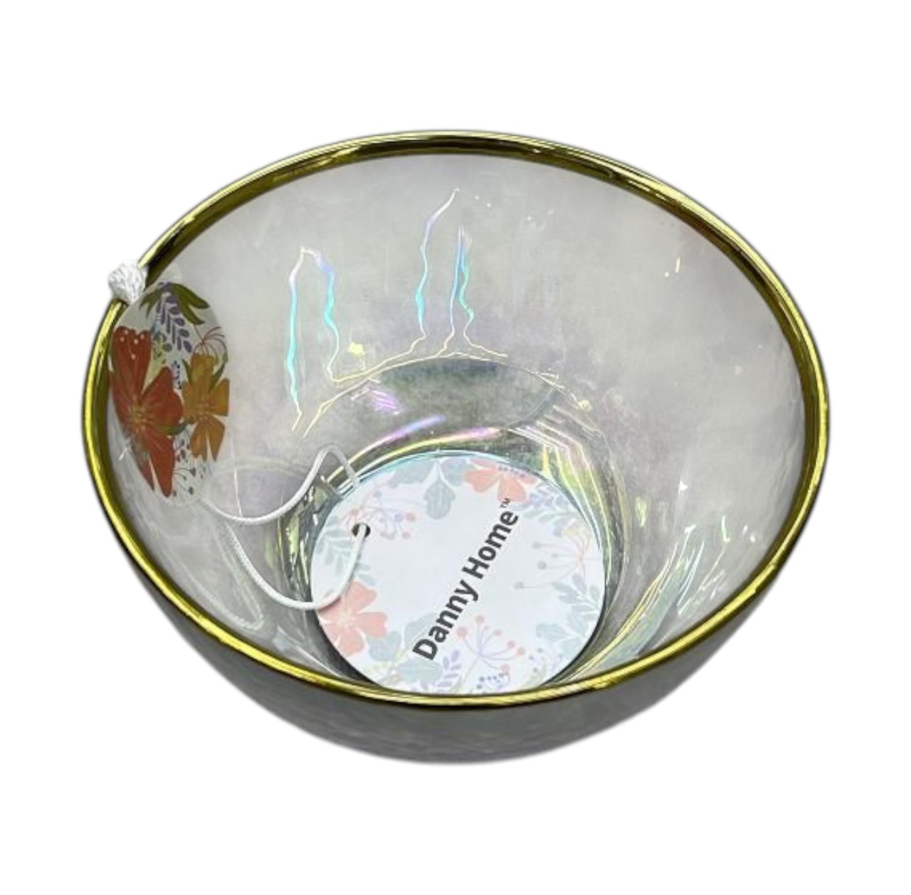 Bowl Profundo de Vidrio 12×6 cm con Borde Dorado – Set Transparente Dorado
