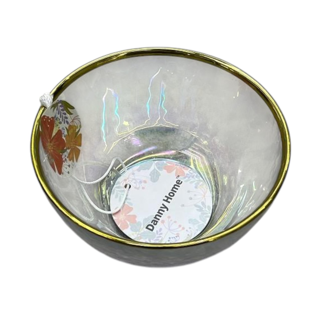 Bowl Profundo de Vidrio Con Borde Dorado 15×7 cm – Set Transparente Dorado