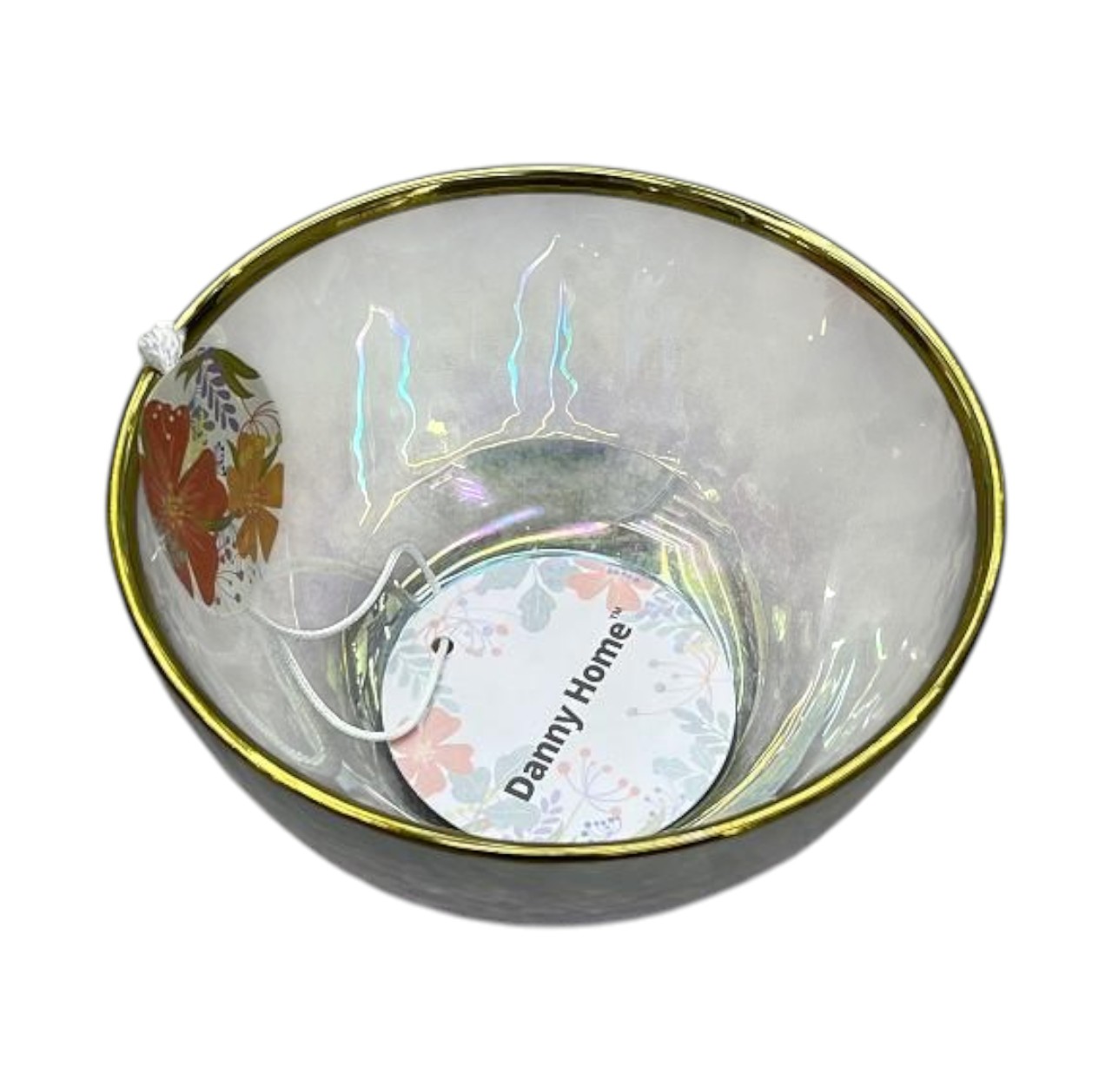 Bowl Profundo de Vidrio con Borde Dorado 25×10 cm – Set Transparente Dorado