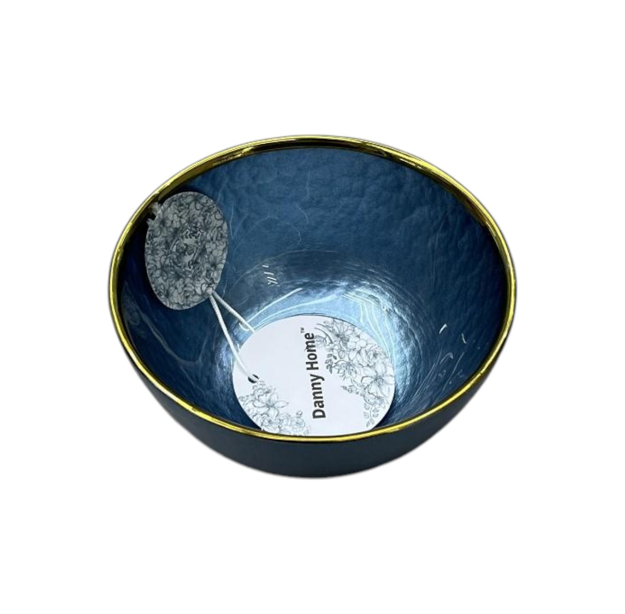 Bowl de Cerámica Vítrea Azul con Borde Dorado 12×6 cm