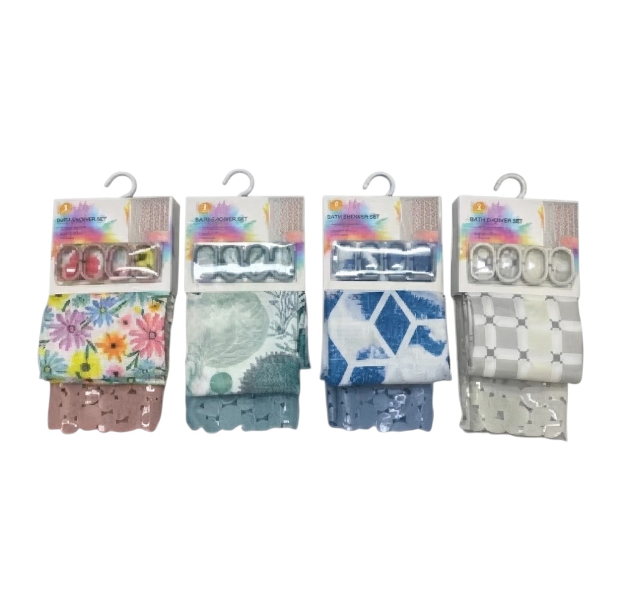 Set de Cortina de Baño con Alfombra Antideslizante y Ganchos