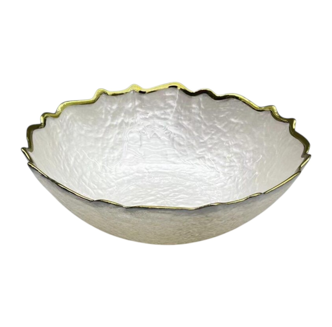Bowl Grande Texturizado con Borde Dorado (25×10 cm)