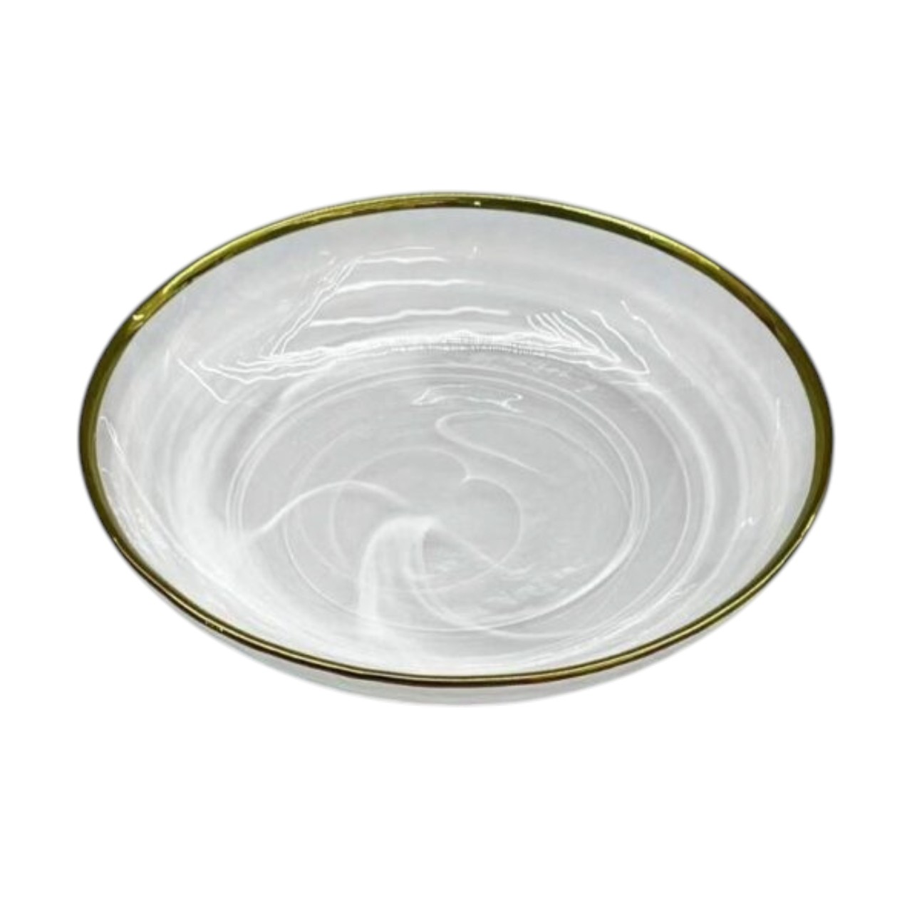 Plato Hondo de Cerámica Vítrea con Borde Dorado – 22×4 cm