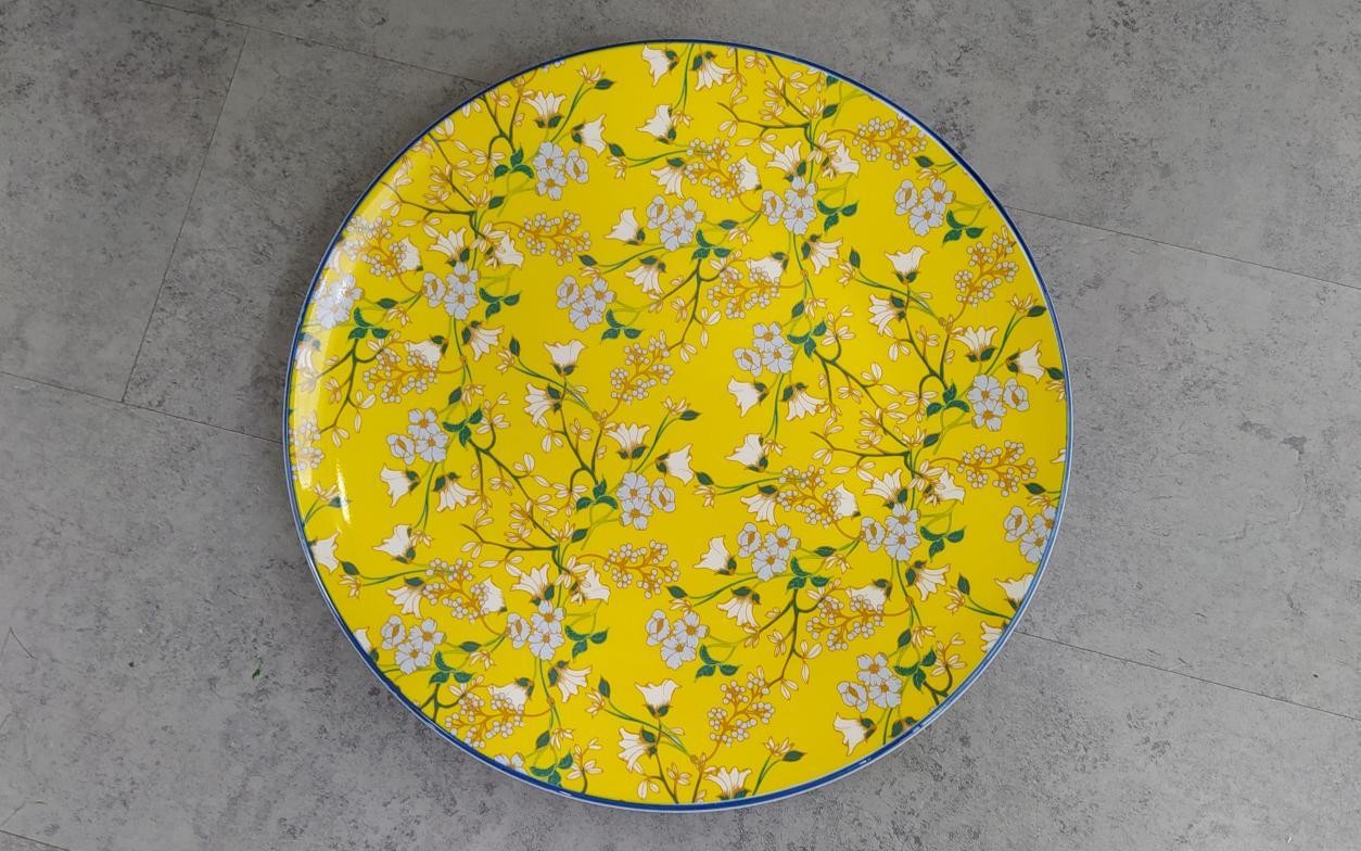 Plato de fondo de porcelana con diseño floral de 26,5 x 26,5 x 2,7 cm