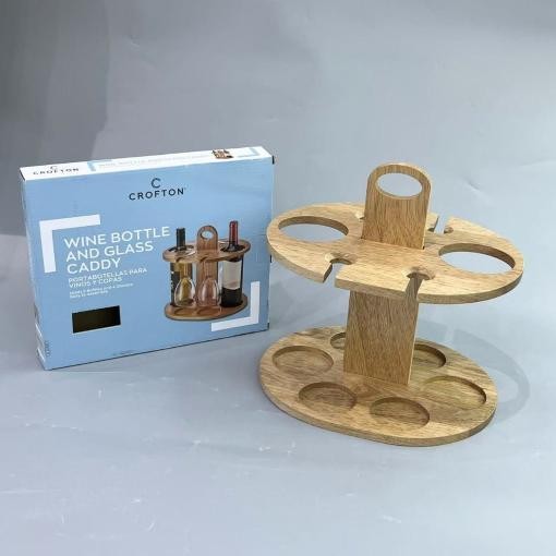 Soporte para copas y botellas de bambú de 30 x 25 x 29 cm