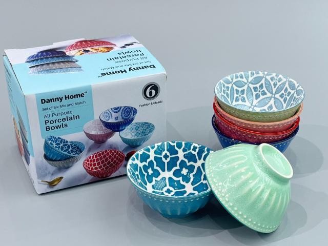 Set de 6 bowls de porcelana con diseños decorativos de 9 x 4,6 cm