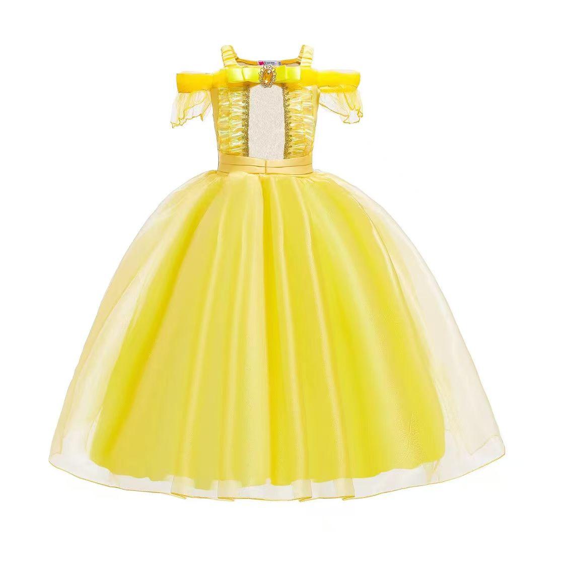Disfraz de princesa Bella con vestido amarillo