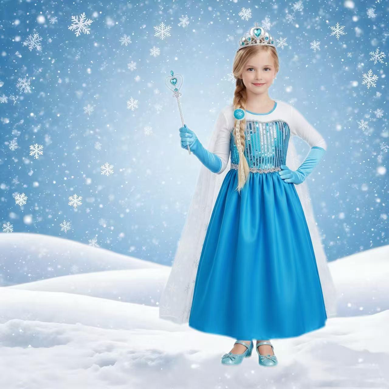 Disfraz de princesa de hielo con vestido azul