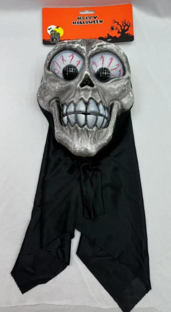 Máscara de calavera con ojos grandes y tela para Halloween