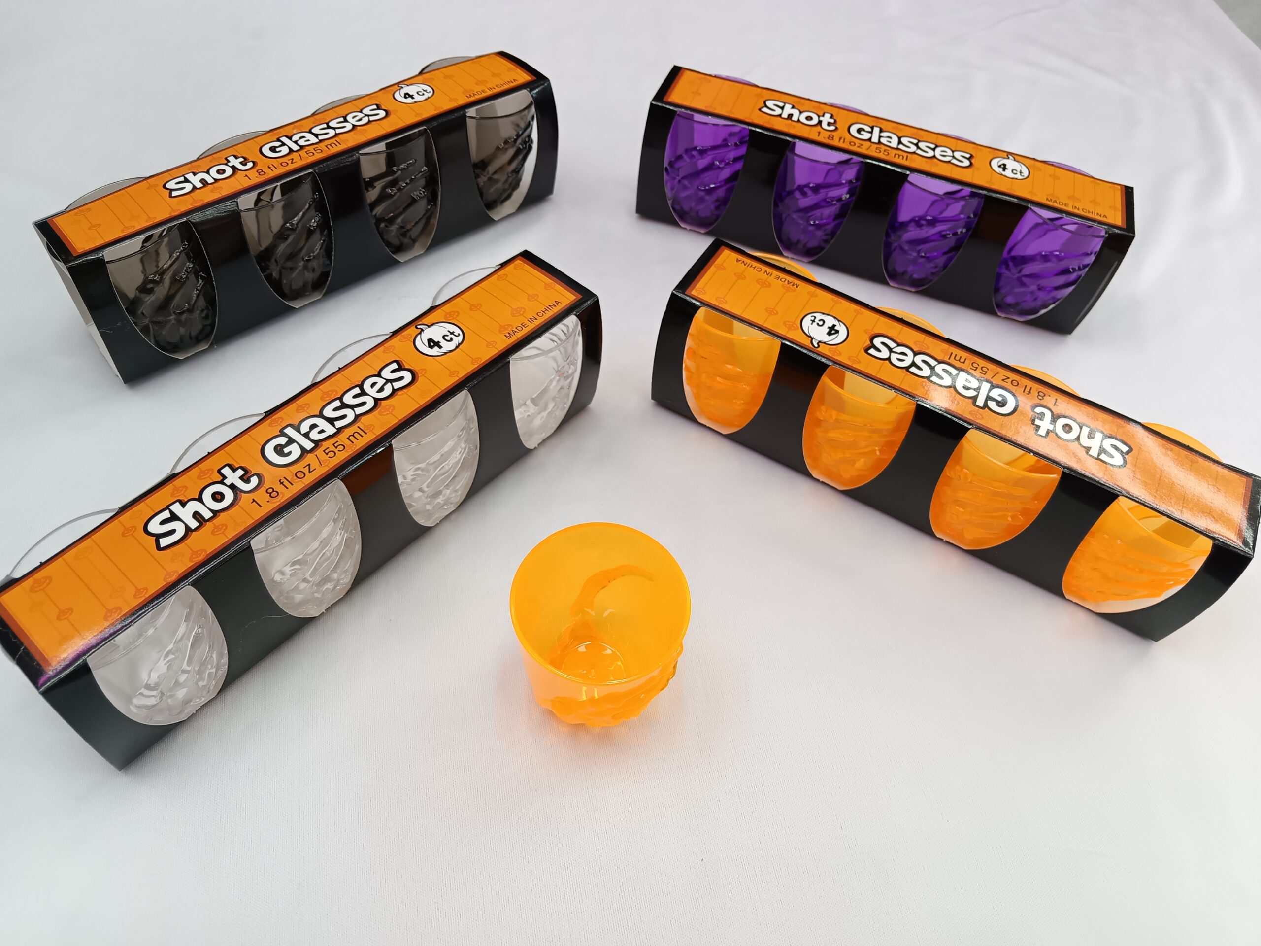Set de vasos de Halloween con mano de esqueleto, 4 unidades