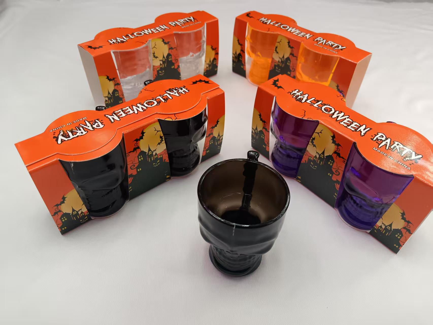 Set de vasos pequeños con asa y calavera, 2 unidades