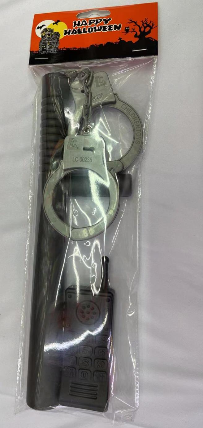 Set de accesorios de policía con bastón, 3 piezas