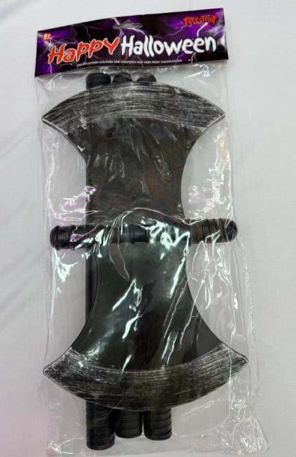 Hacha doble de utilería desmontable para Halloween