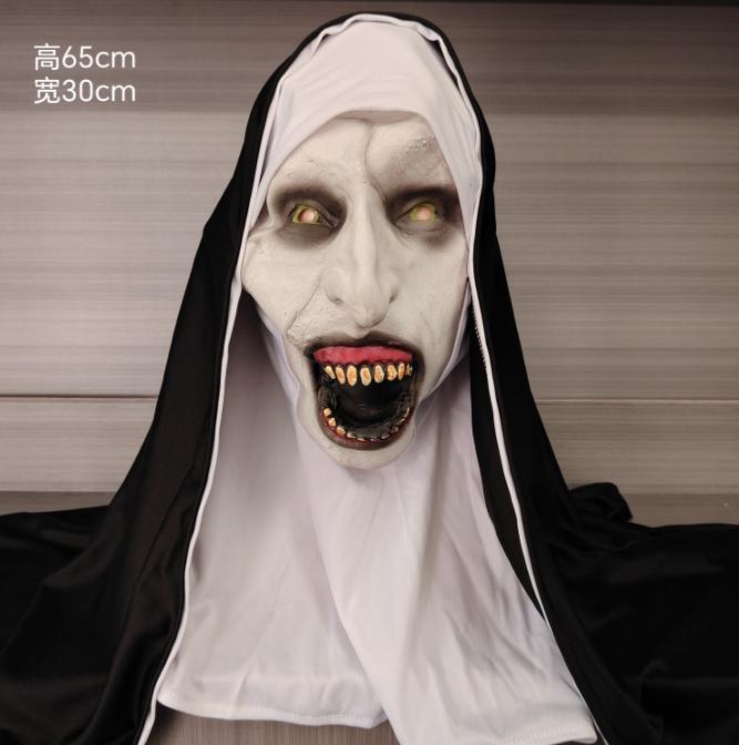 Máscara de monja de terror de látex para Halloween