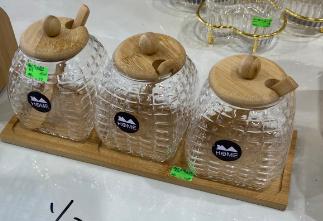 Set de 3 frascos para condimentos con textura tejida