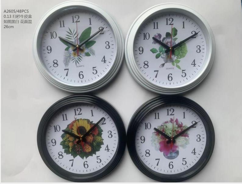 Reloj de pared floral XH-A2605 de 26 cm