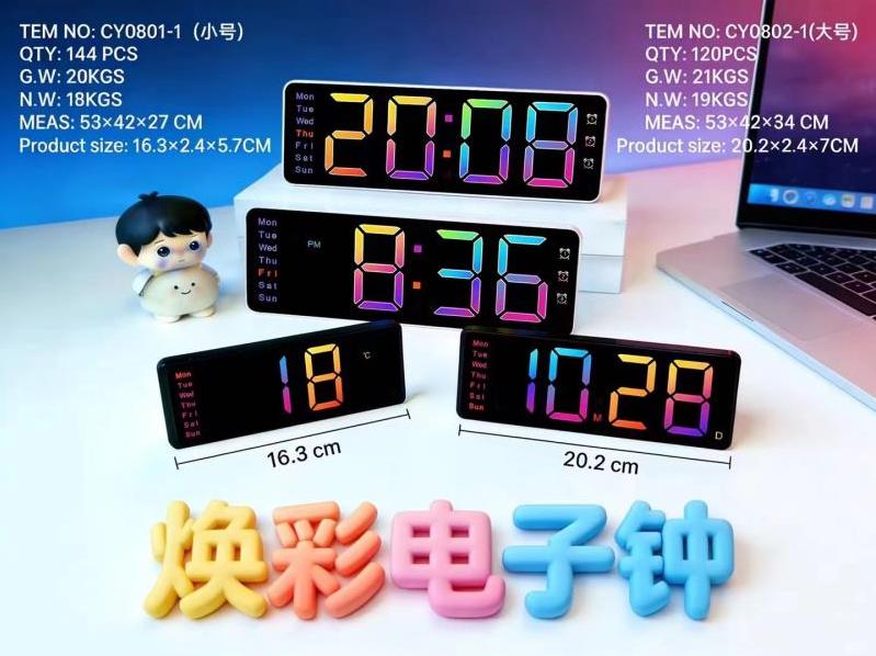 Despertador LED de colores CY-CY0801-1 de 16,3 cm