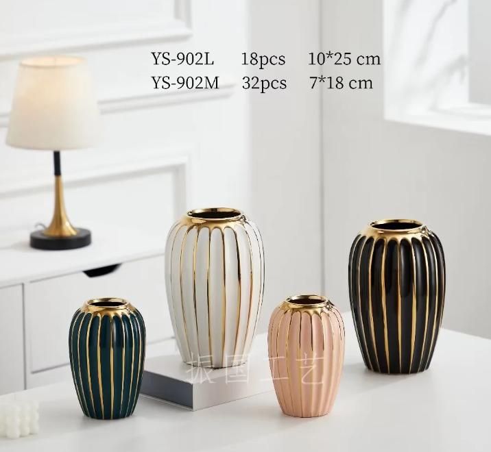Florero con borde dorado YS-902M