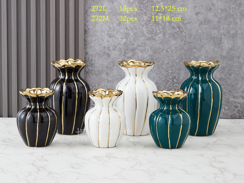Florero con borde dorado 272L