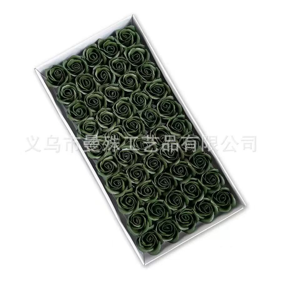 Rosa decorativa de 3 capas color verde oscuro