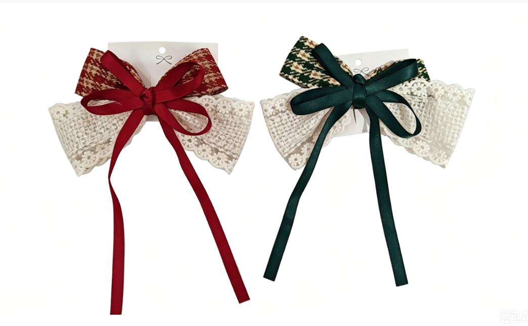 Lazo navideño a cuadros KQ26509 de 16 x 8 cm