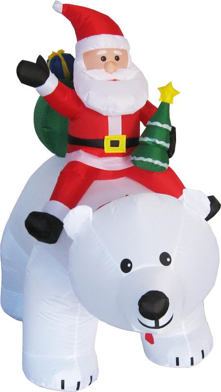 Oso blanco inflable con Viejito Pascuero XF19014 de 200 cm