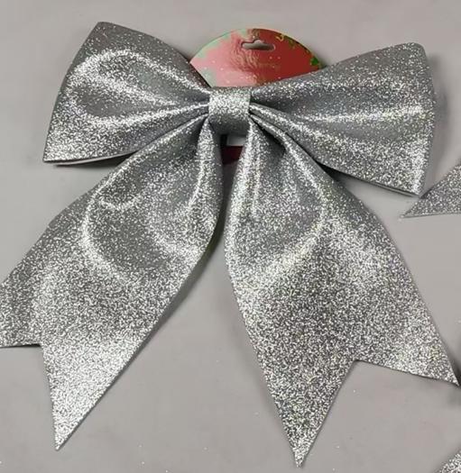 Lazo navideño plateado F6026-1 de 35 x 38 cm