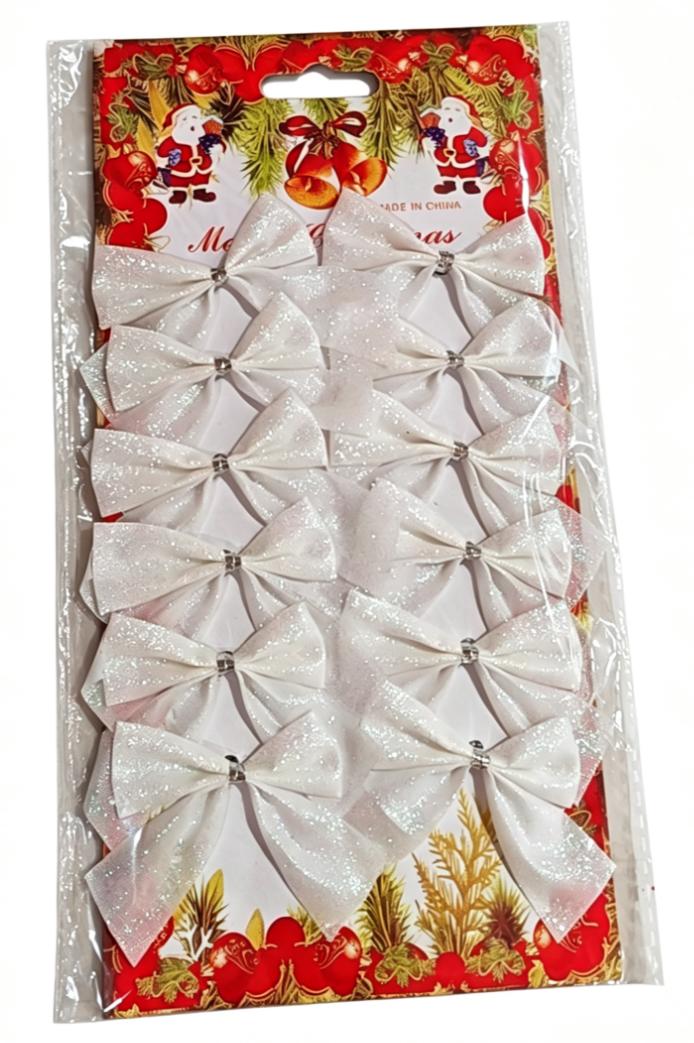 Set de lazos pequeños plateados HY-2043 de 5,5 x 5 cm, 12 unidades