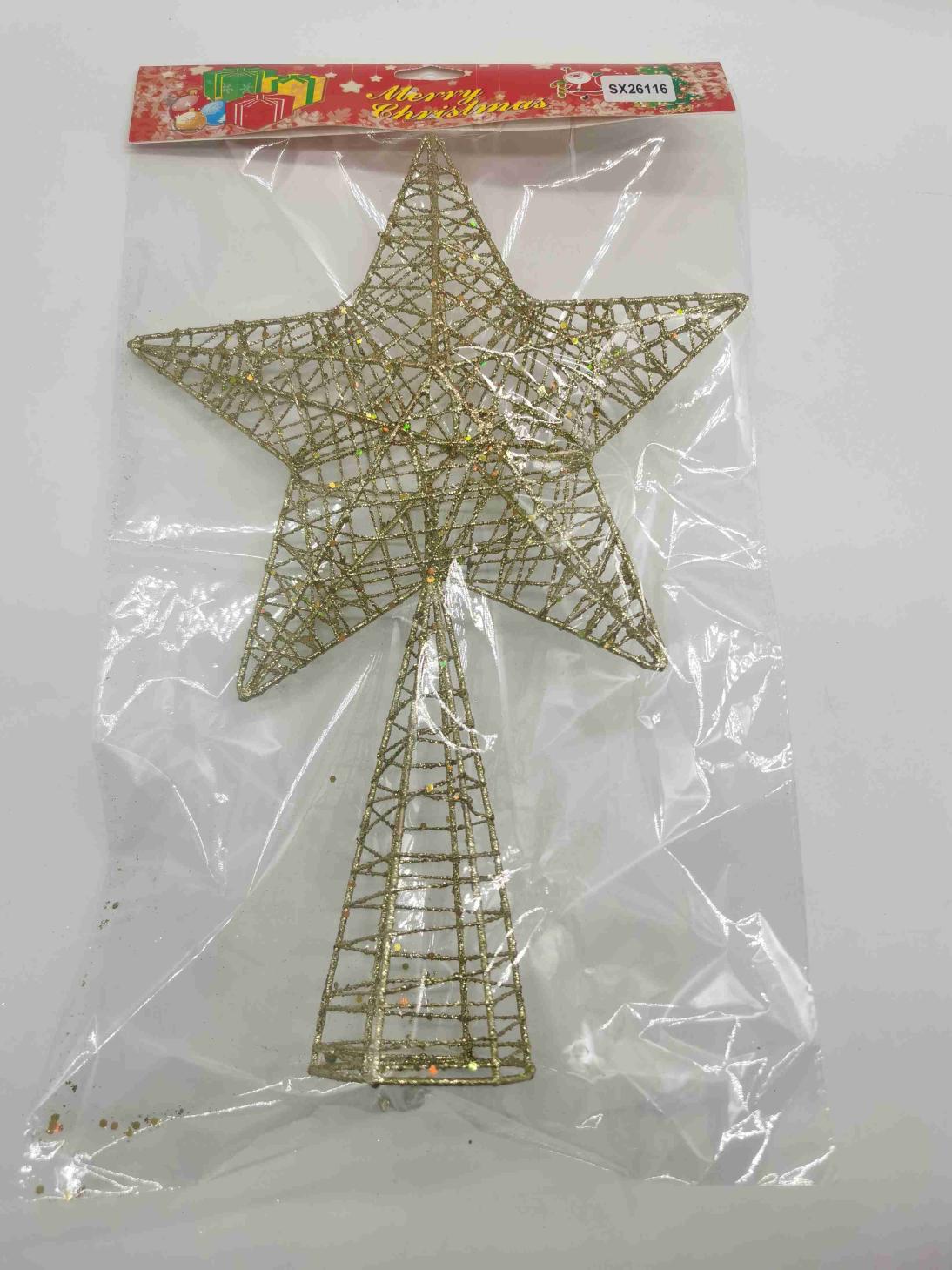Estrella de metal para punta del árbol SX26116, 23 x 35 cm