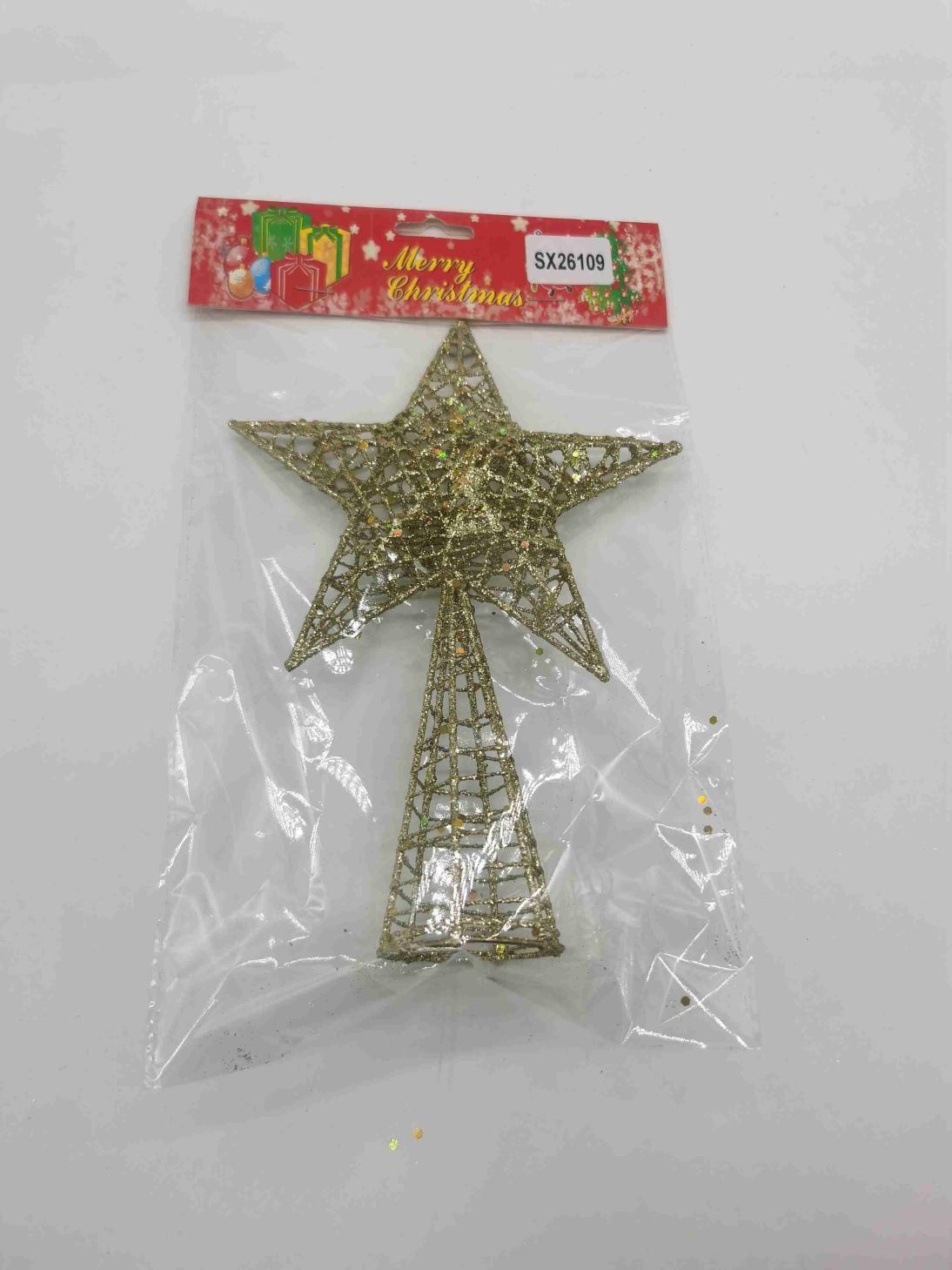 Estrella de metal para punta del árbol SX26109, 14 x 20 cm