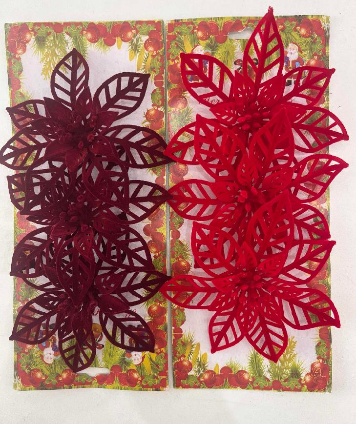Flor navideña afelpada calada SS26501 de 13 x 13 cm