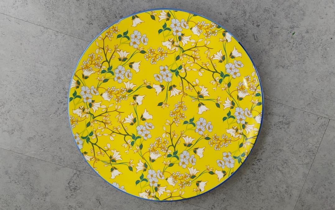 Plato de fondo de porcelana con diseño floral de 21,8 x 21,8 x 2,4 cm
