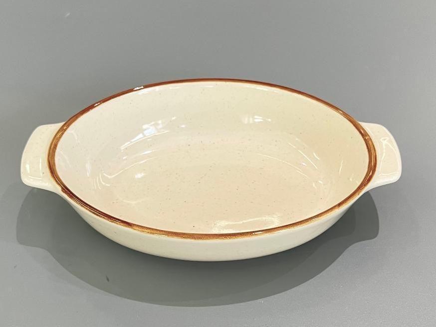 Fuente ovalada para horno de porcelana de 23,5 x 15 x 5 cm