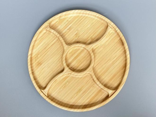 Plato de acacia con divisiones de 25,5 x 2 cm