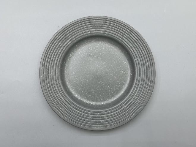 Plato de postre de porcelana en color gris de 21,5 x 2,5 cm