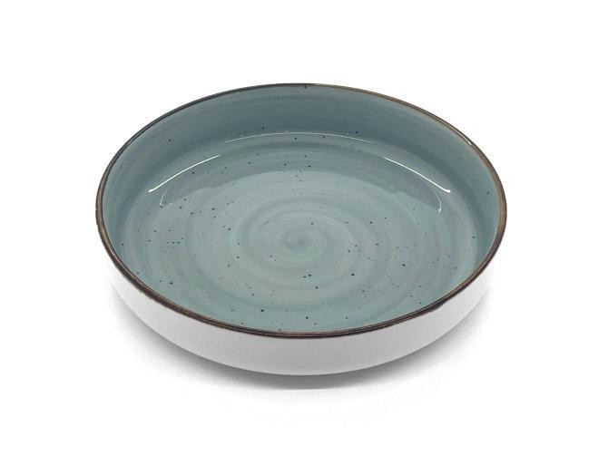 Plato hondo de porcelana en tono verde grisáceo de 20 cm