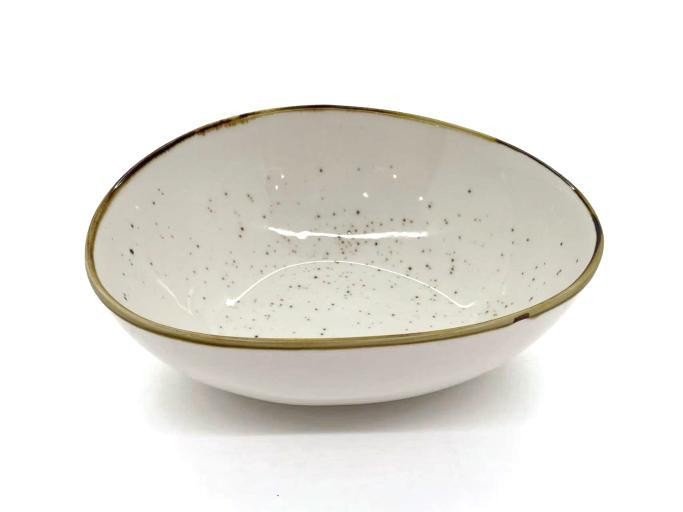 Bowl hondo de porcelana con diseño moteado de 27 x 21 x 7,9 cm