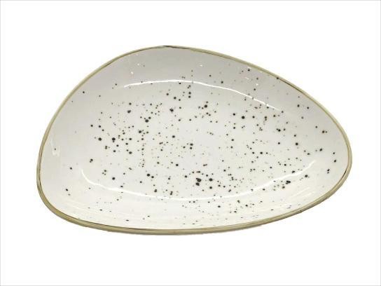 Plato hondo de porcelana con diseño moteado de 26,5 x 21 x 4 cm