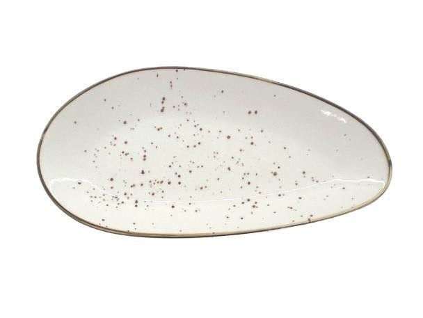 Fuente de servir de porcelana con diseño moteado de 25,8 x 12,5 x 2 cm