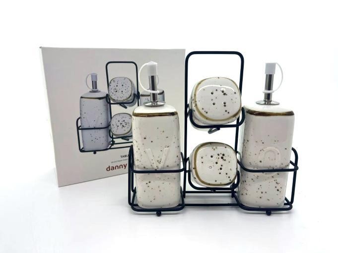 Set de aceitero, vinagrero y condimenteros de 5 piezas