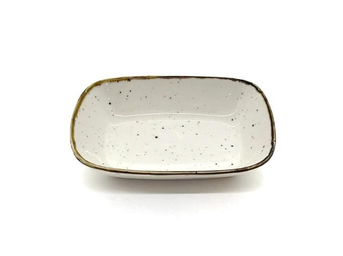 Fuente rectangular de porcelana con diseño moteado de 16,2 x 11,7 x 4 cm
