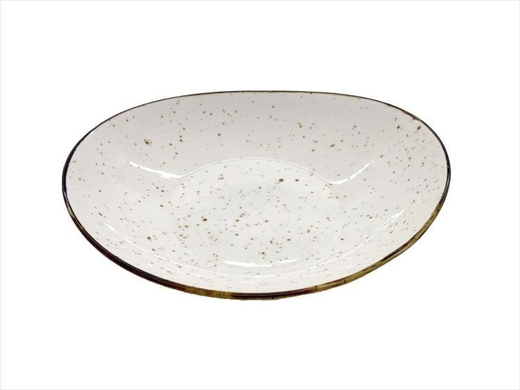 Plato hondo de porcelana con diseño moteado de 22 x 19,5 x 5 cm